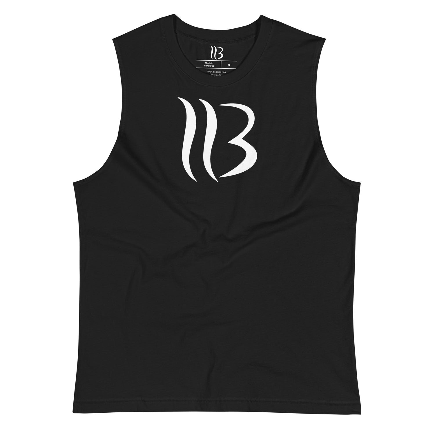 Model wearing HB Max Sleeveless Workout Tank for Men in gym