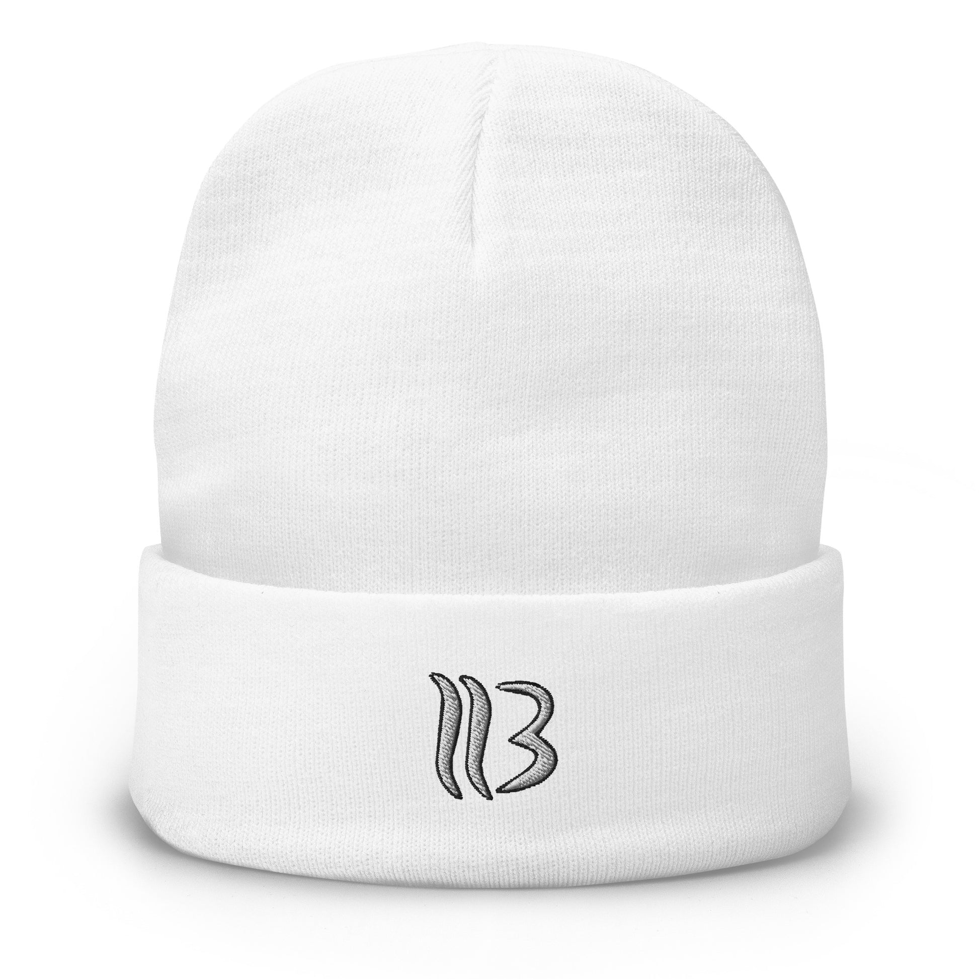 Modern HB Logo Outline Beanie - White